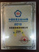 China Top 500 Private Enterprise in 2013 (ranked No.259)